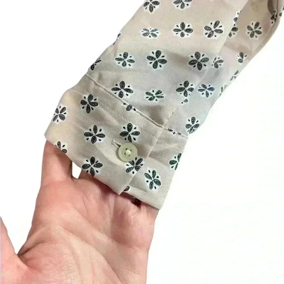 LOFT Nude/Blush Black Print Patterned Blouse Ann Taylor XS Workwear office - Picture 5 of 8